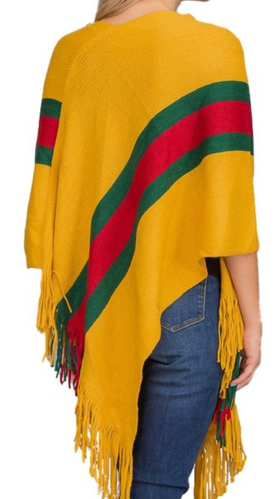 Green Red Stripped Poncho