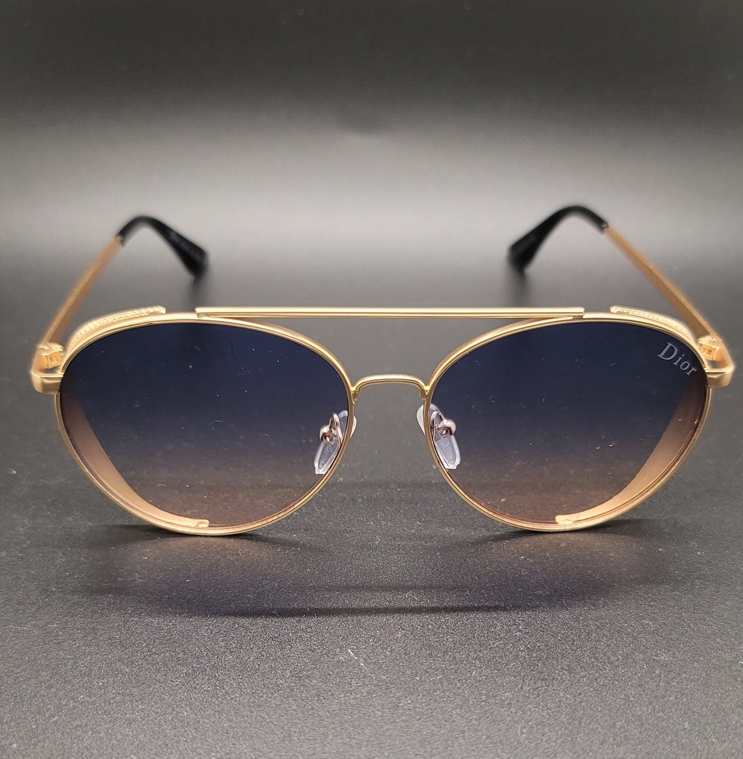 Gold wire frame with shades lens