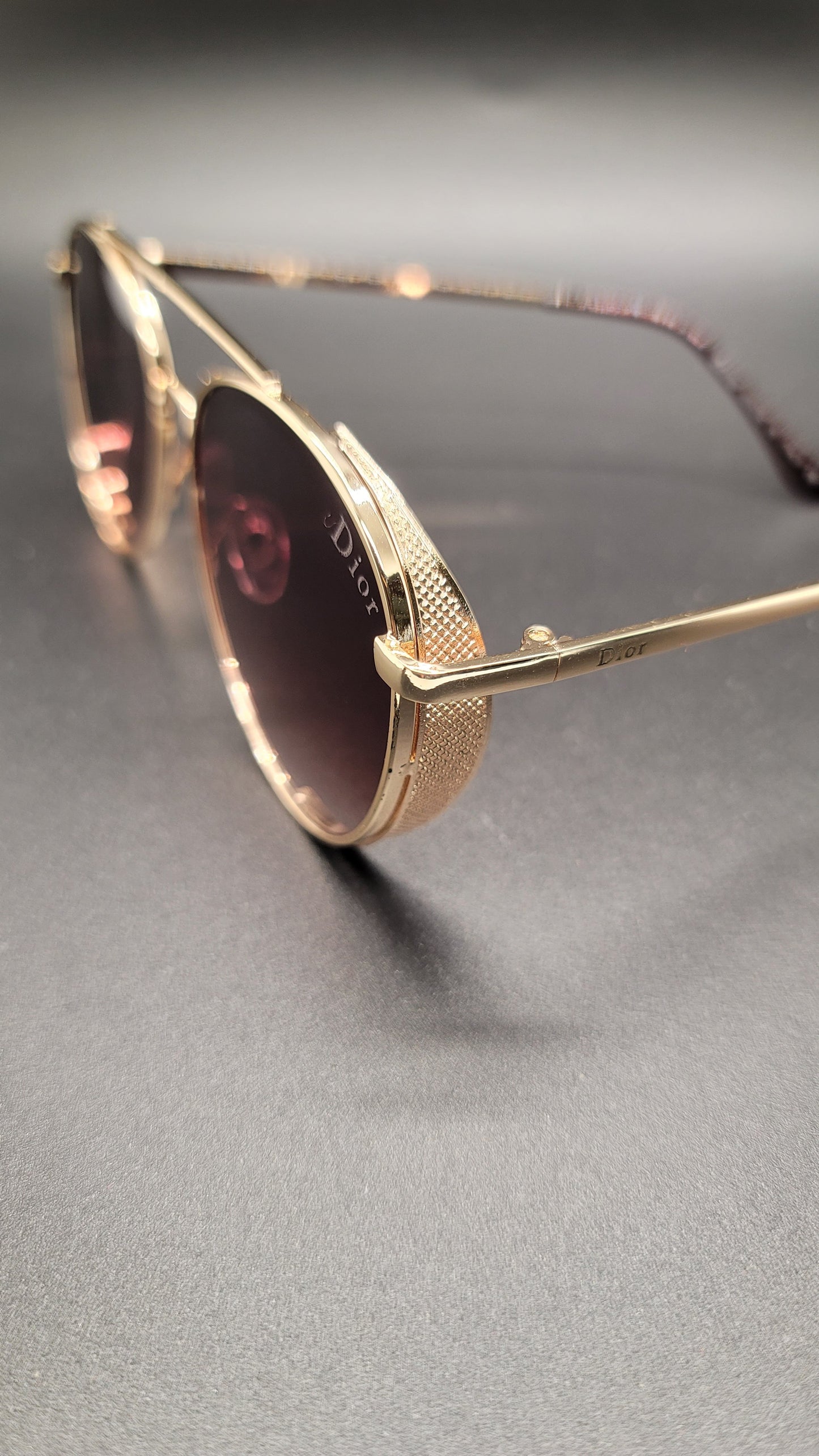 Gold wire frame with shades lens