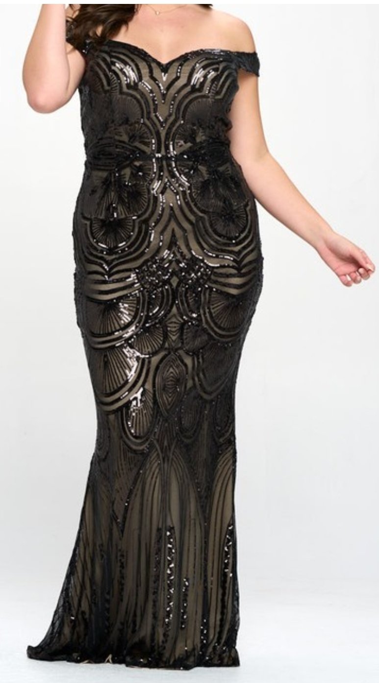 Nude in Black Evening Gown