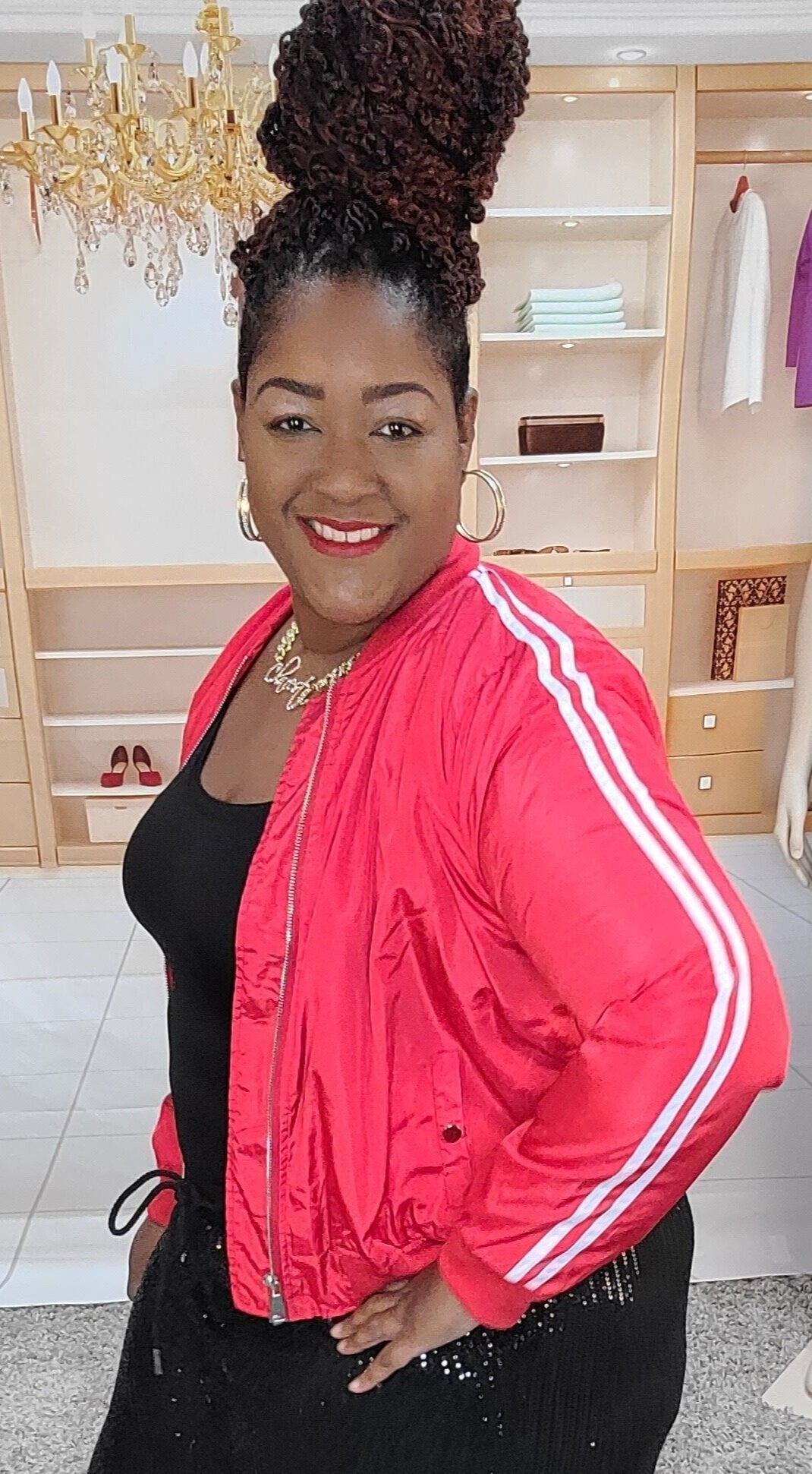 Red Stripe Bomber Jacket