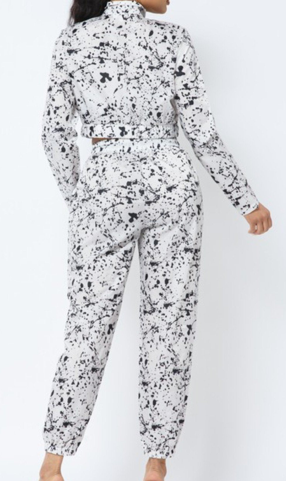 White Polka Dot Windbreaker Jogger
