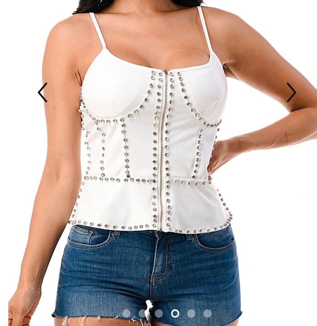White Vegan Rhinestone Corset