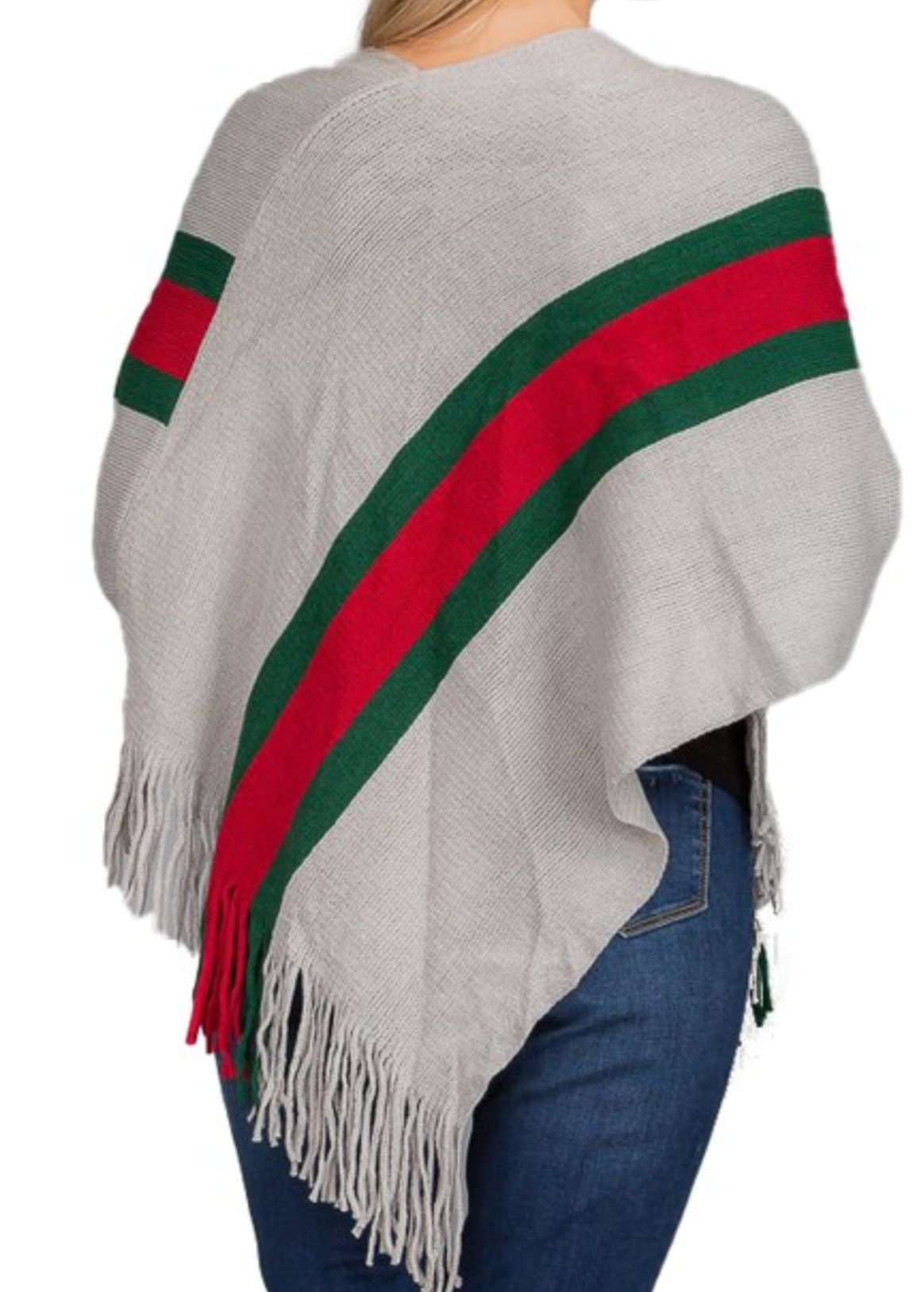 Green Red Stripped Poncho